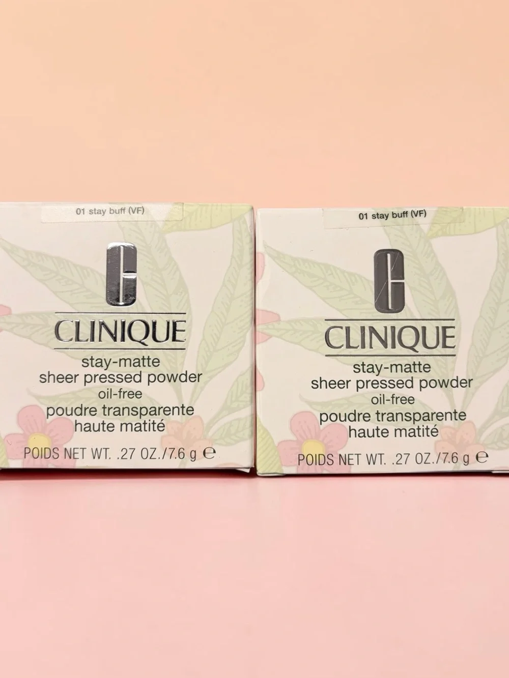 Clinique Stay-Matte Sheer Pressed Powder Oil Free 01 Stay Buff (VF) Lot of 2